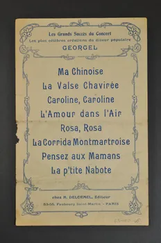 Pierre Codini ; Georges Villard ; Georgel ; H. Delormel partition de musique petit format 1911 1965.160.46  Photo Mucem
