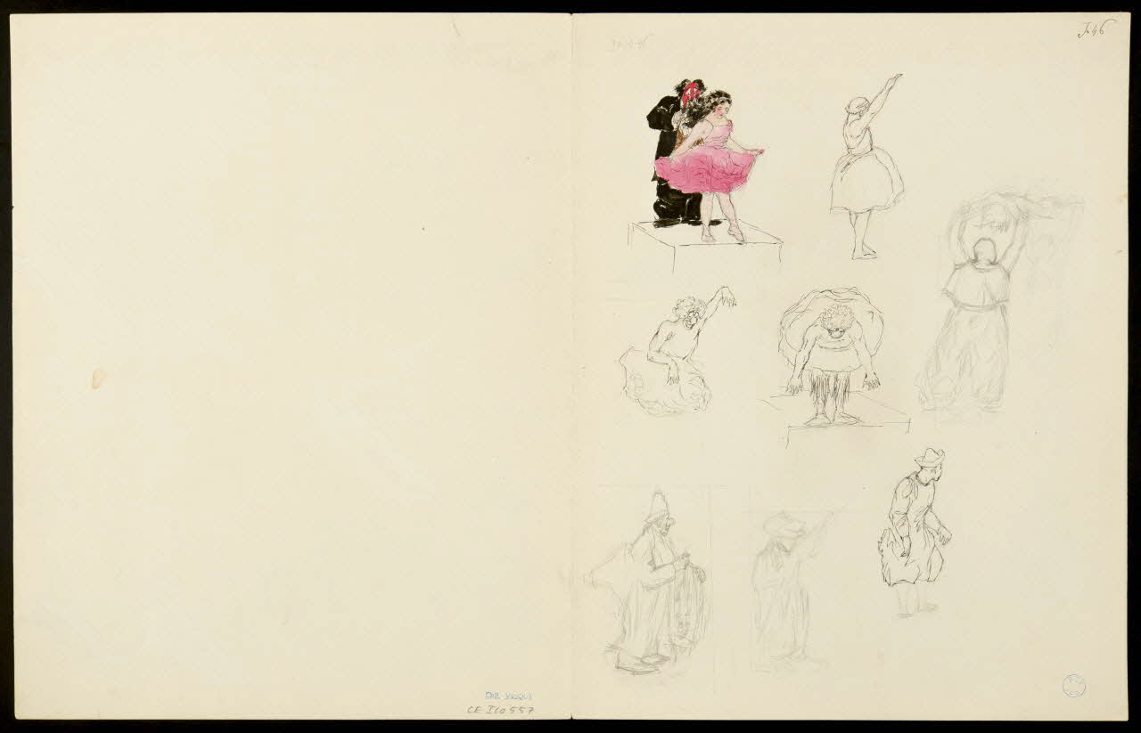 partie d'un ensemble de dessins Clowns et Mademoiselle Rose et Clayton sur les trapèzes 1968.102.5358.4 Photo