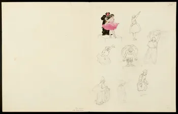 partie d'un ensemble de dessins Clowns et Mademoiselle Rose et Clayton sur les trapèzes 1968.102.5358.4 Photo