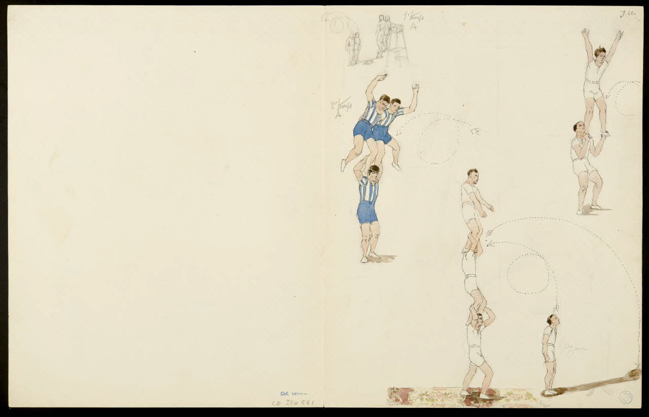 partie d'un ensemble de dessins Numéros d'équilibristes et clowns 1968.102.5358.8 Photo