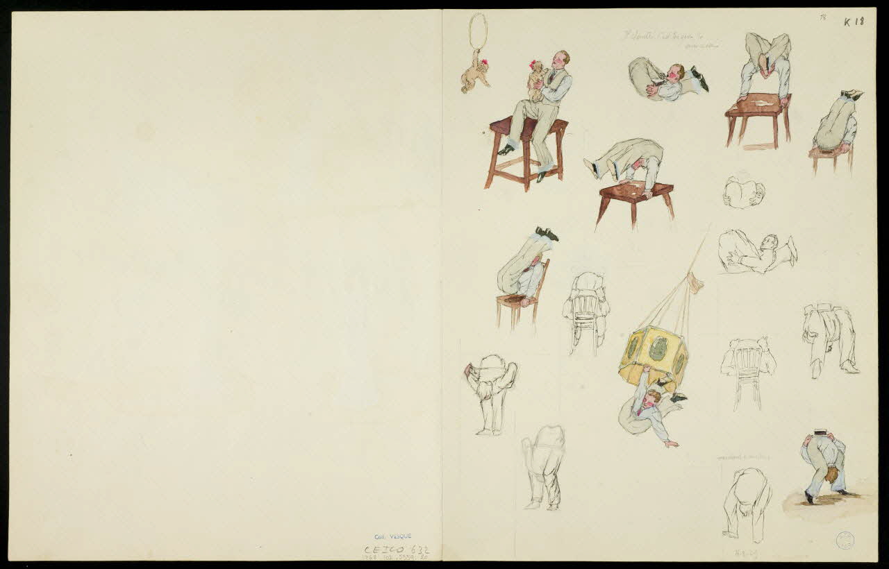 partie d'un ensemble de dessins Numéro équestre et numéro de contorsionniste 1968.102.5359.20 Photo