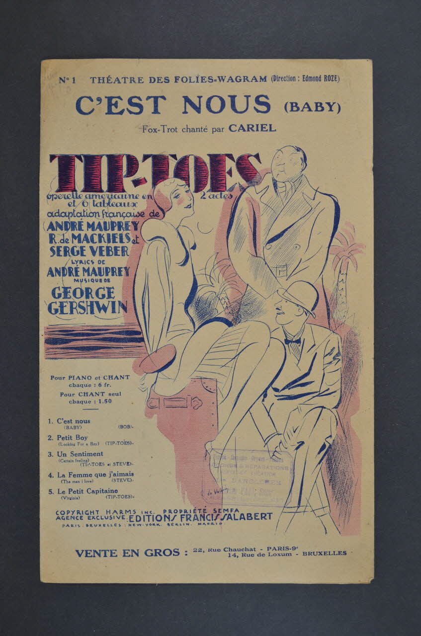 Georges Gershwin ; André Mauprey ; Salabert partition de musique petit format 1929 1965.160.48 Photo Mucem