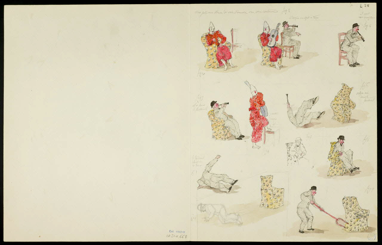 partie d'un ensemble de dessins Numéros d'acrobates et numéro de clowns 1968.102.5360.18 Photo