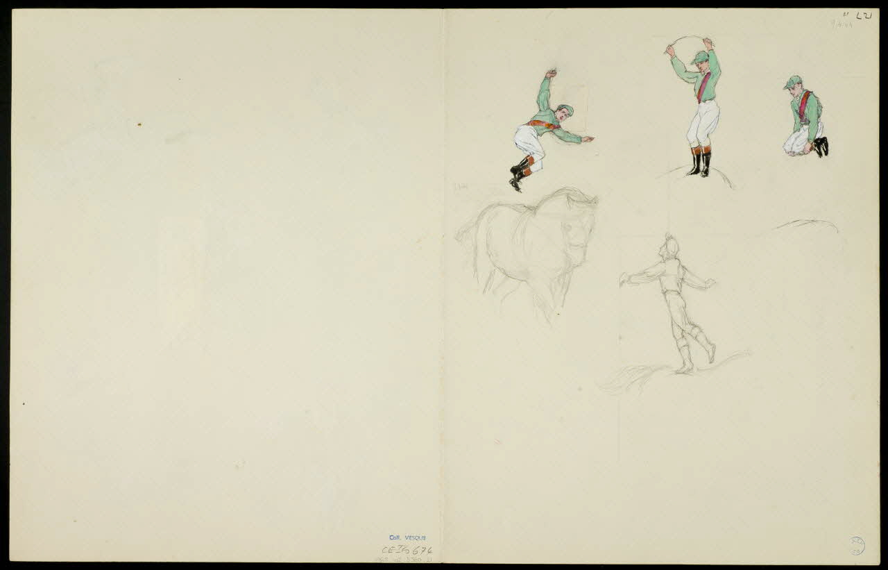 partie d'un ensemble de dessins Numéro de voltige équestre 1968.102.5360.21 Photo