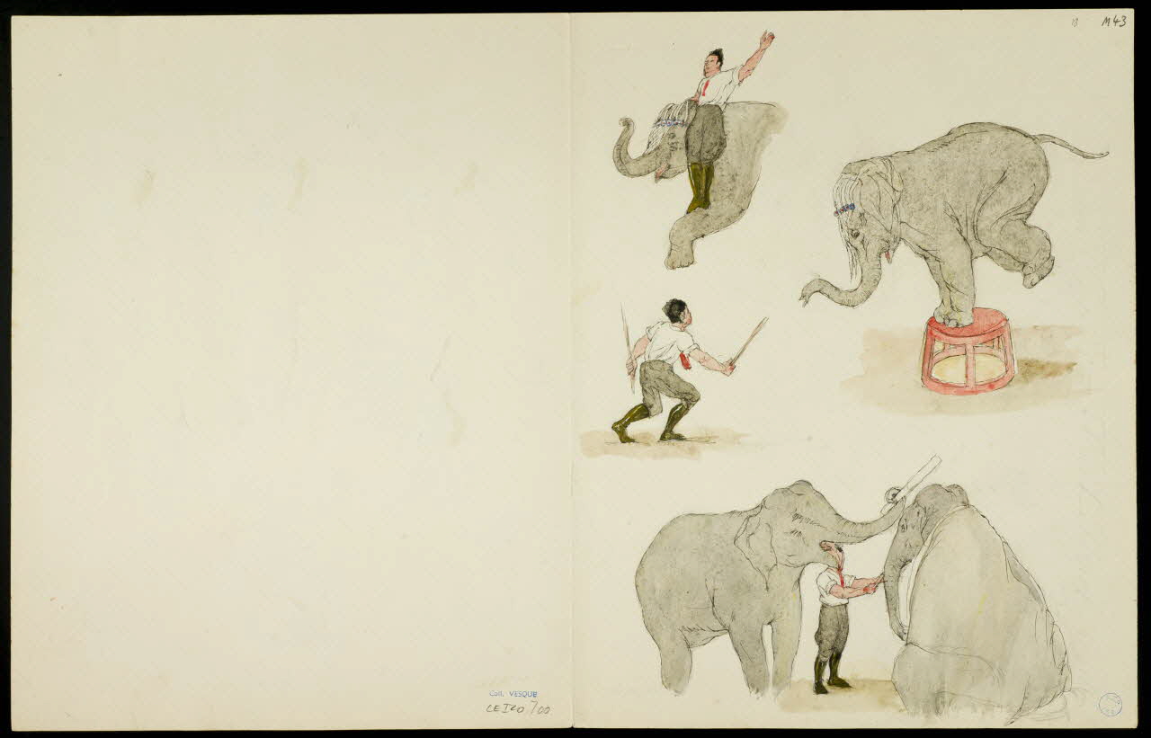 partie d'un ensemble de dessins Numéro d'éléphants et d'acrobate 1968.102.5361.6 Photo