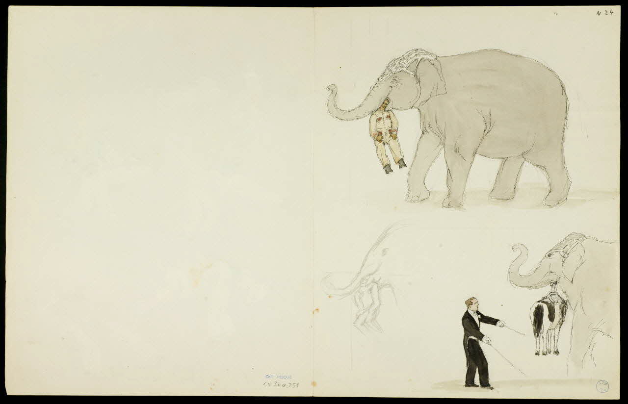 partie d'un ensemble de dessins Dompteur d'éléphants 1968.102.5362.21 Photo