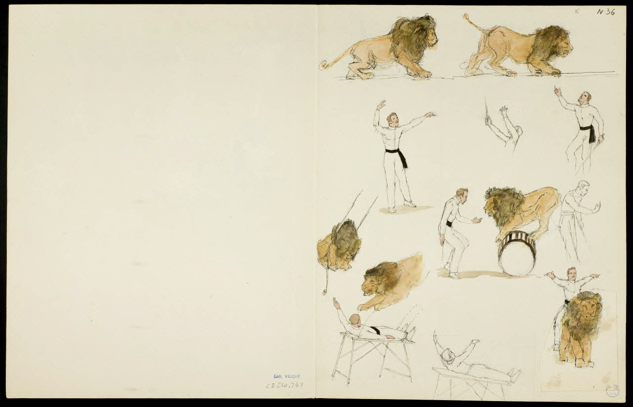 partie d'un ensemble de dessins Dompteur de fauves 1968.102.5362.9 Photo