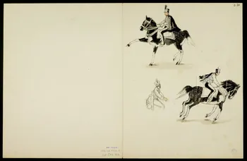 partie d'un ensemble de dessins Ecuyer sur son cheval 1968.102.5363.19 Photo