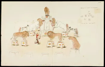 partie d'un ensemble de dessins Dompteur et ses fauves en représentation 1968.102.5363.23 Photo