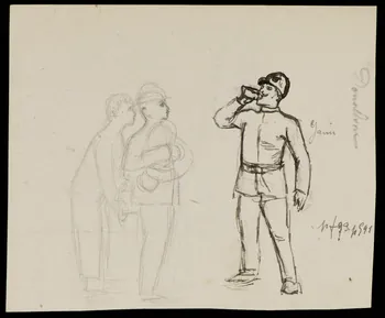 partie d'un ensemble de dessins Homme buvant à la bouteille 1968.102.5367  Photo