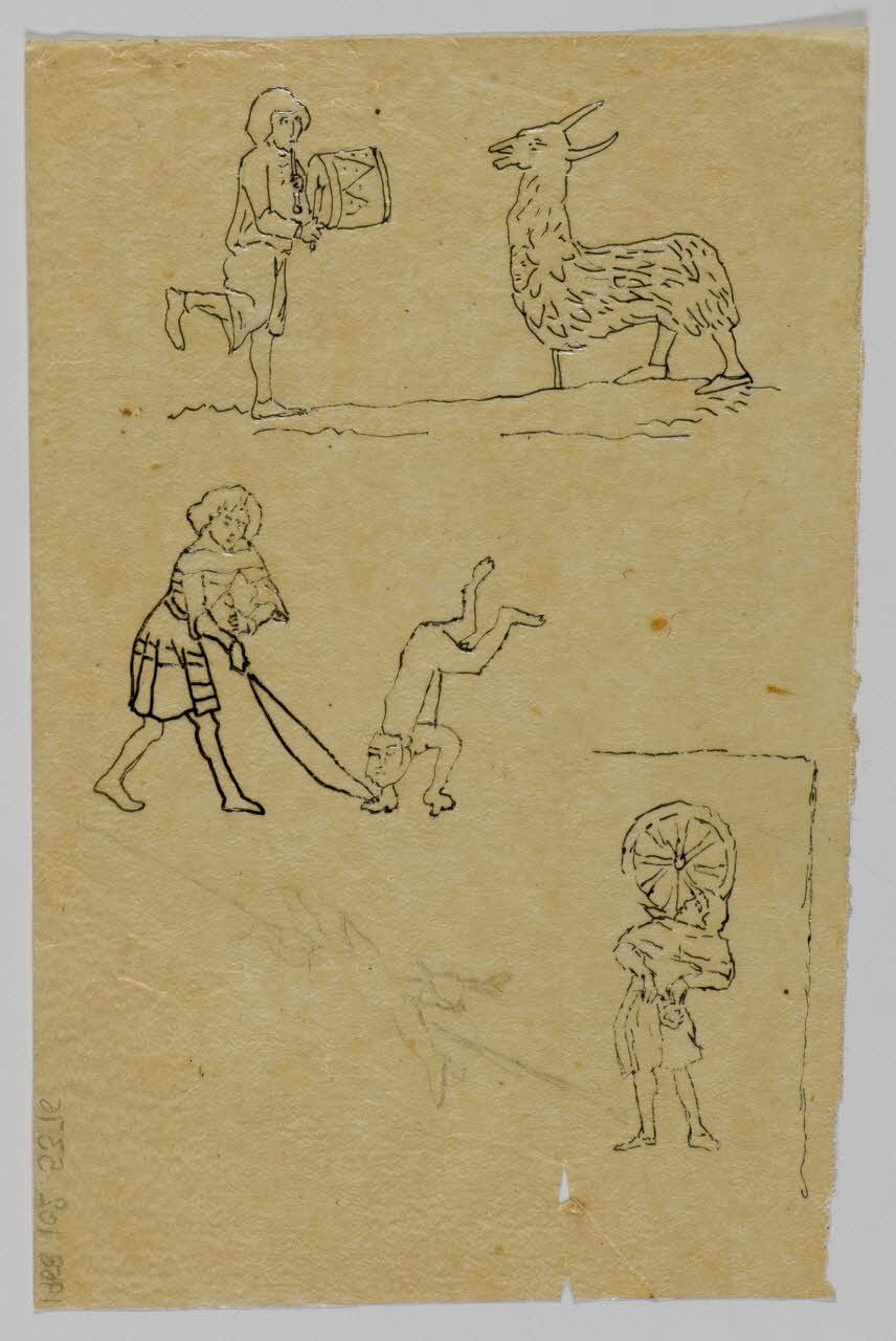 partie d'un ensemble de dessins Musicien et dompteur d'animaux 1968.102.5376 Photo