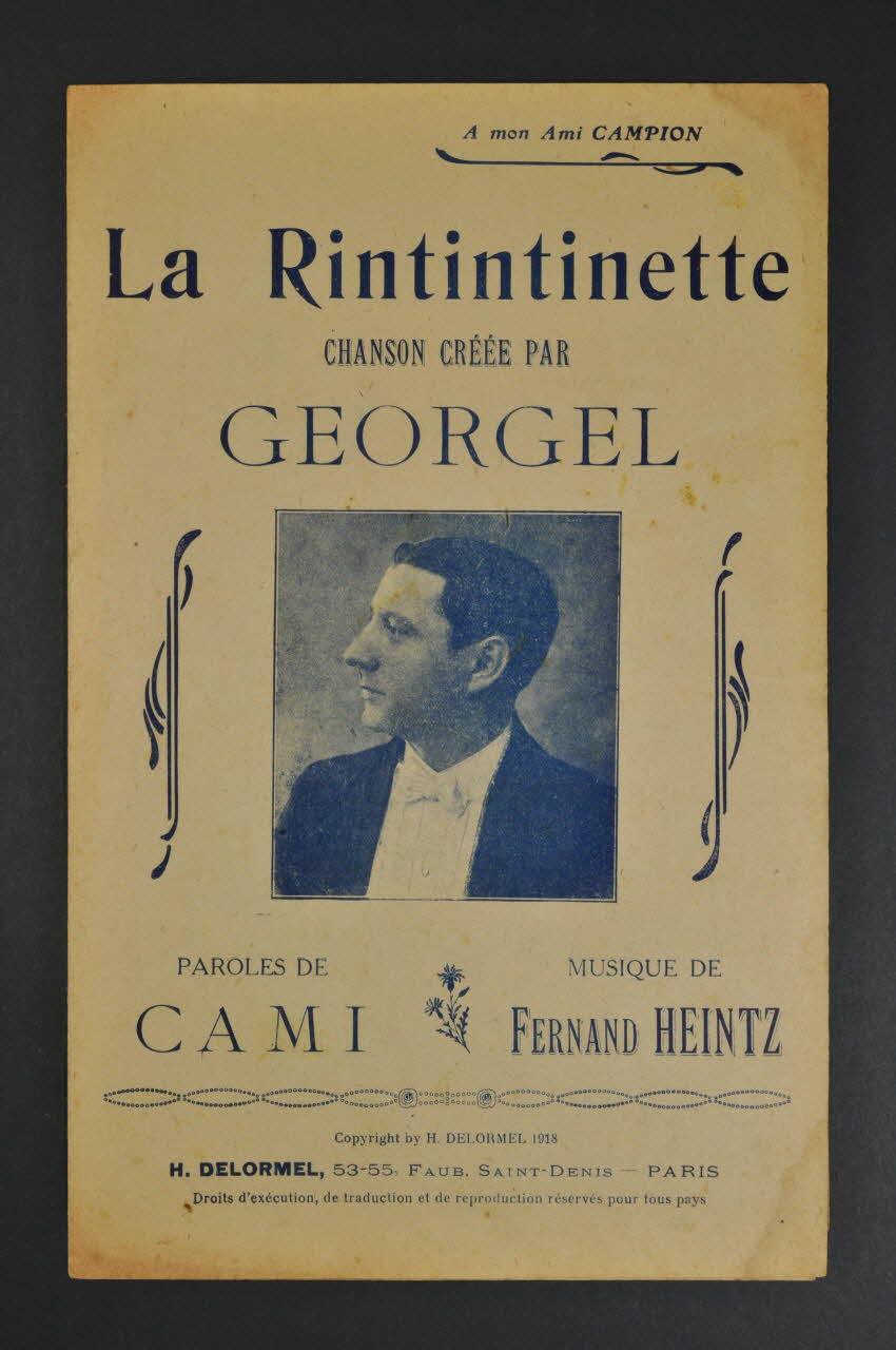 Fernand Heintz ; Cami ; Georgel ; H. Delormel partition de musique petit format 1918 1965.160.53 Photo Mucem