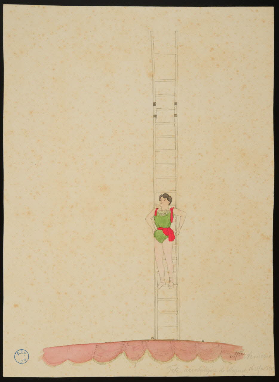 partie d'un ensemble de dessins Melle Armerio  Fête acrobatique de Nogent 16 Mai 1910 1968.102.548.1 Photo