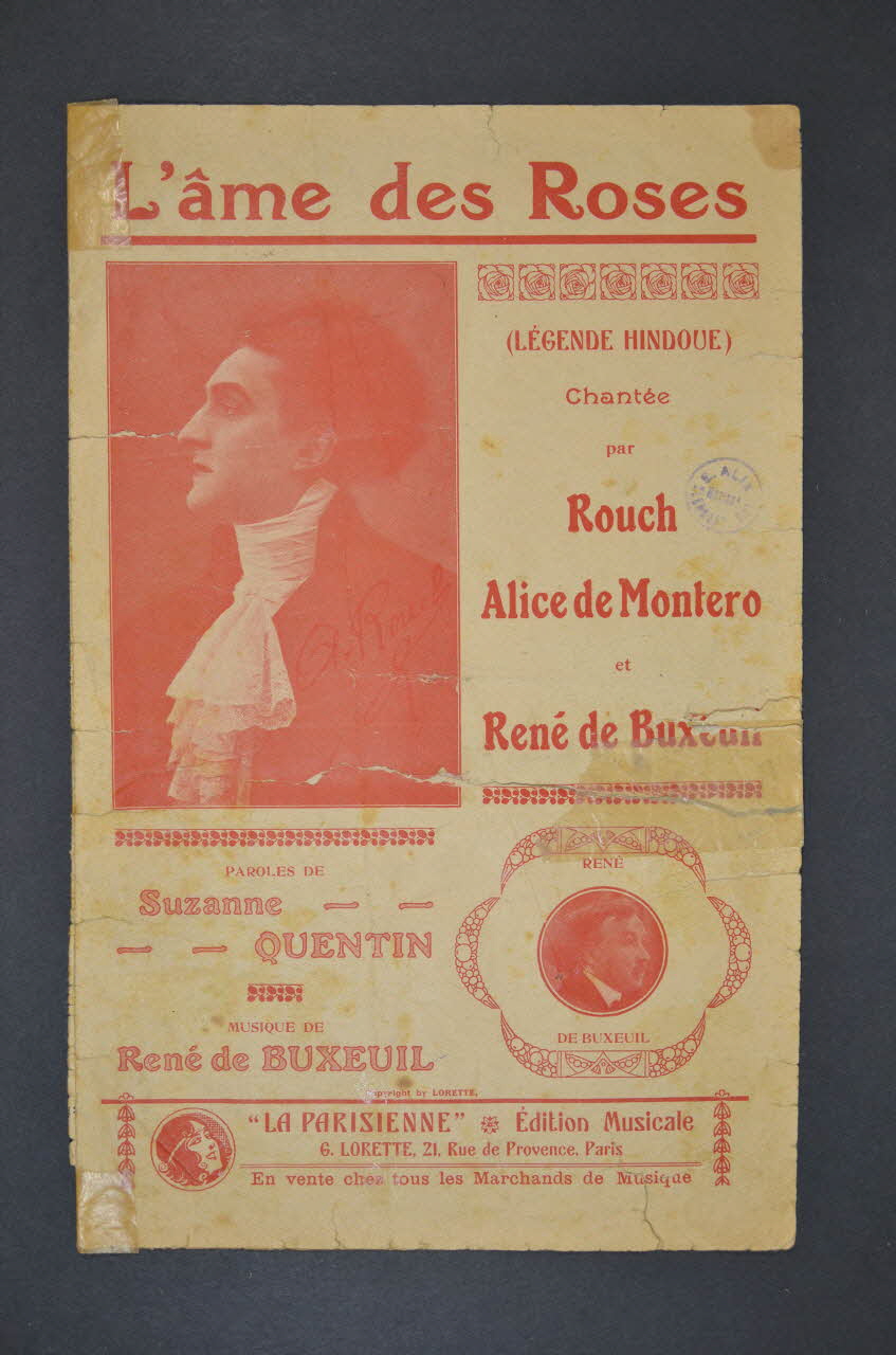 Suzanne Quentin ; René De Buxeuil ; Rouch ; Alice De Montero ; La Parisienne, Edition Musicale; partition de musique petit format 1924 1965.160.55 Photo Mucem