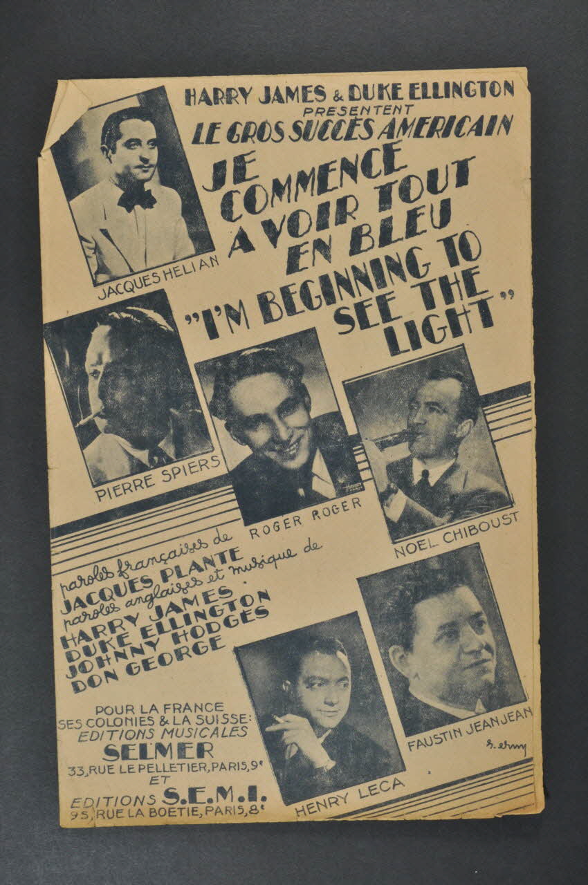 Harry James ; Jacques Plante ; Duke Ellington ; Don George ; Johnny Hodges ; Selmer; ; S.E.M.I; chanson petit format Île-de-France, France 1944 1966.158.257 Photo Mucem