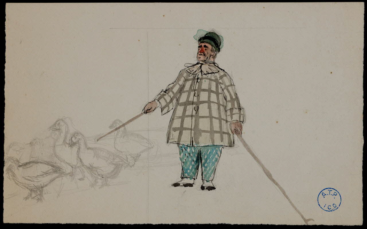 partie d'un ensemble de dessins Homme et oies 1968.102.627.2 Photo