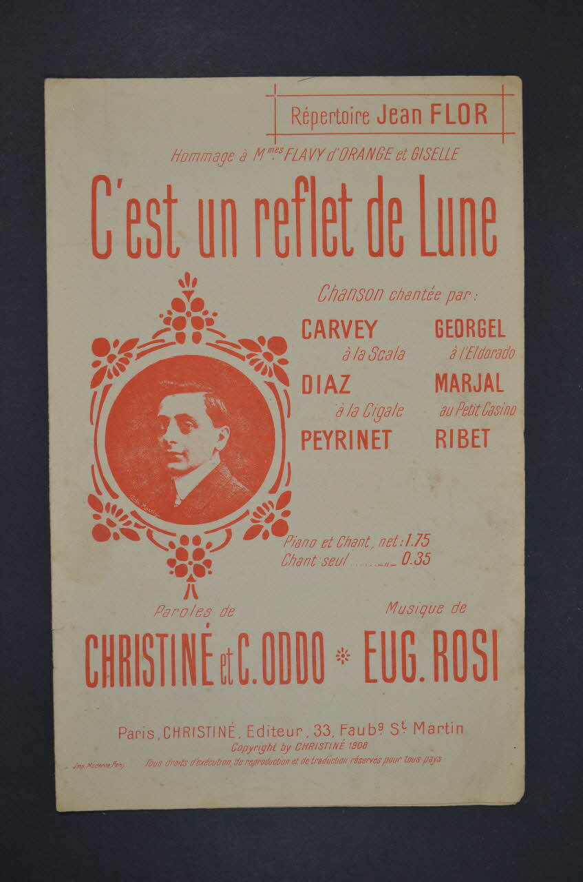 Henri Christiné ; Eugène Rosi ; Ch. Oddo ; Jean Flor partition de musique petit format 1908 1965.160.63 Photo Mucem