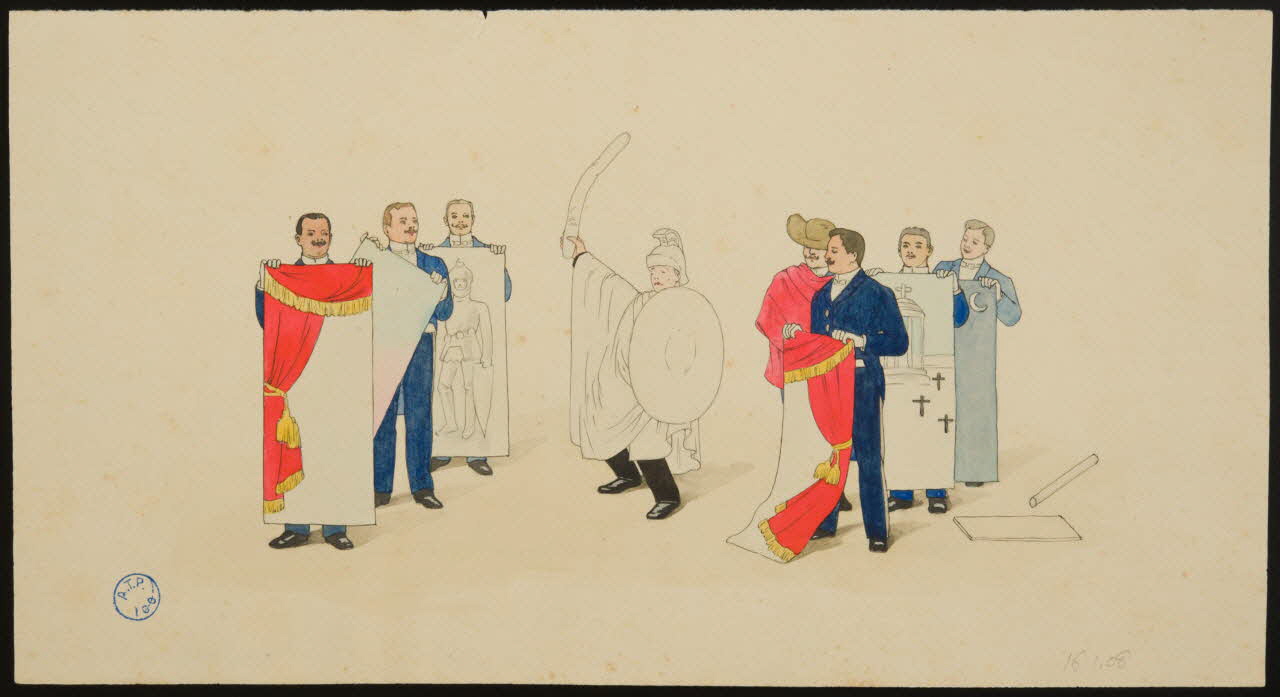 partie d'un ensemble de dessins Troupe de comédiens en représentation 1968.102.636.3 Photo