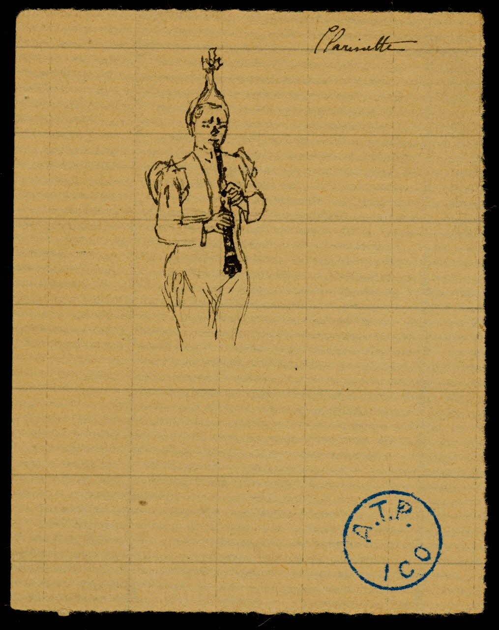 partie d'un ensemble de dessins Clarinette 1968.102.640.1 Photo