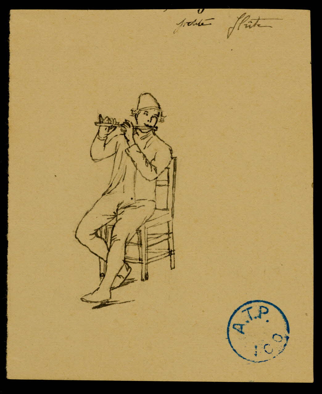 partie d'un ensemble de dessins Petite Flûte  Bajus imitation de 2 flûtes sur une seule 1968.102.640.4  Photo