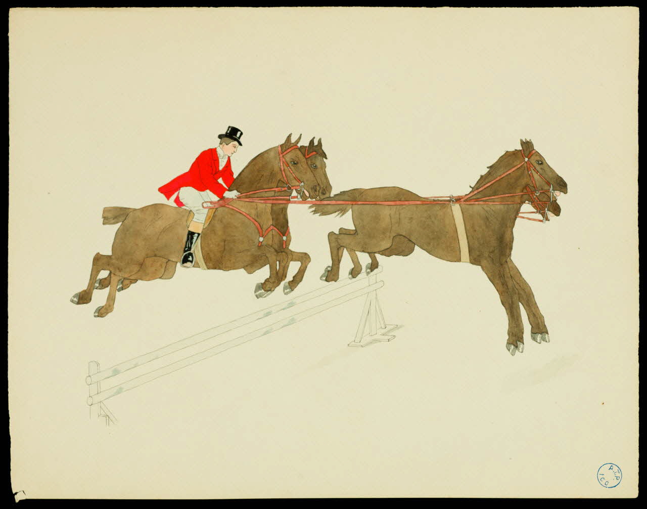 partie d'un ensemble de dessins Saut d'obstacle 1968.102.670.10 Photo