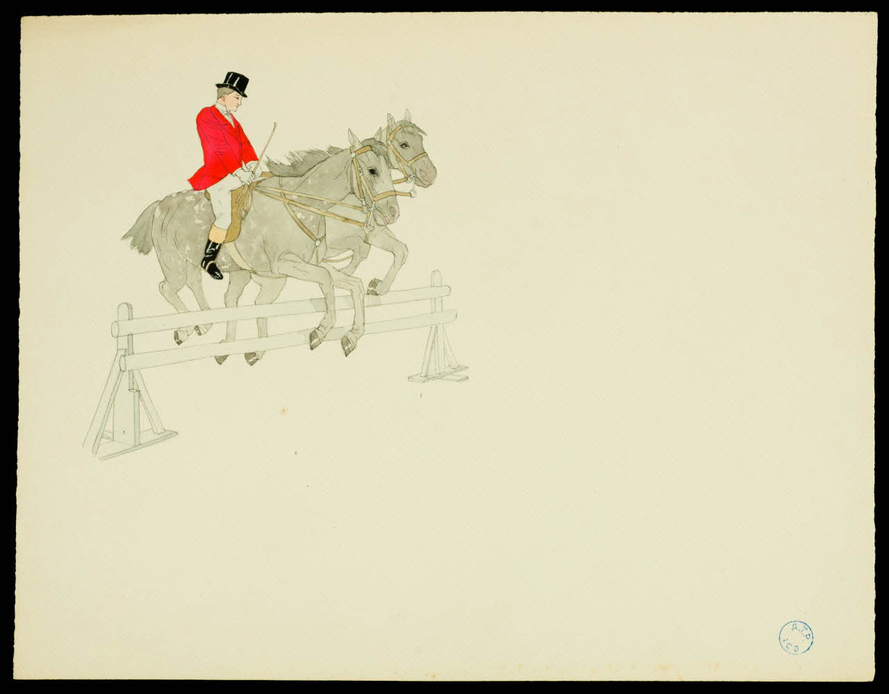 partie d'un ensemble de dessins Saut d'obstacle 1968.102.670.11 Photo