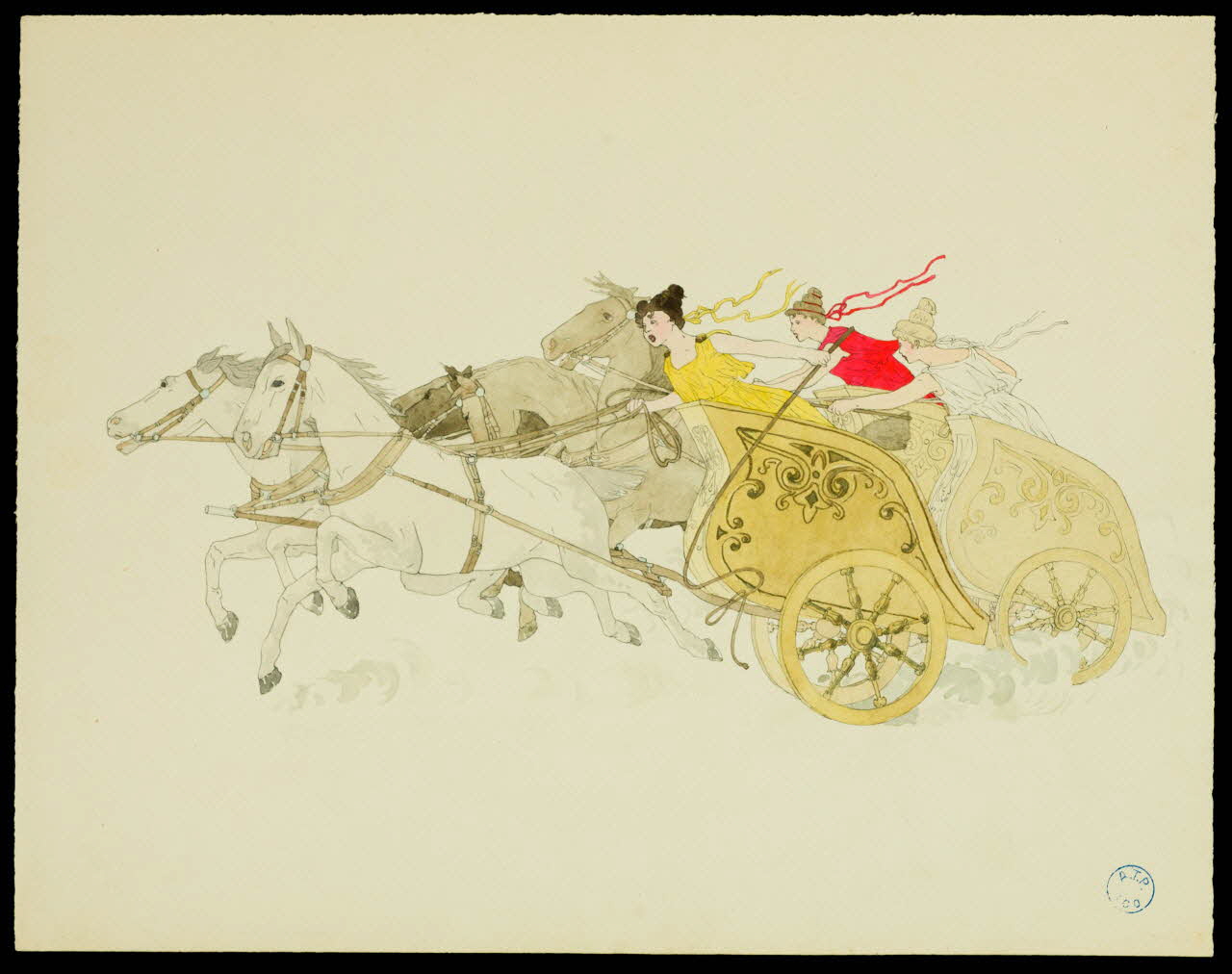 partie d'un ensemble de dessins Course de chars 1968.102.670.14 Photo