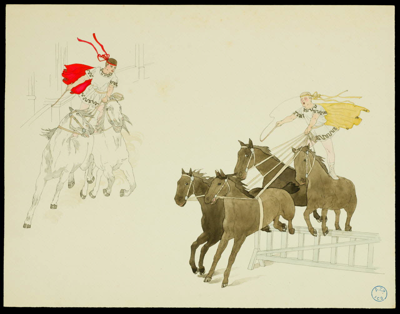 partie d'un ensemble de dessins Course antique et saut d'obstacle 1968.102.670.15 Photo