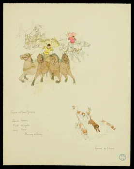 partie d'un ensemble de dessins Course de Chars Romains  Course de Chiens 1968.102.670.17  Photo