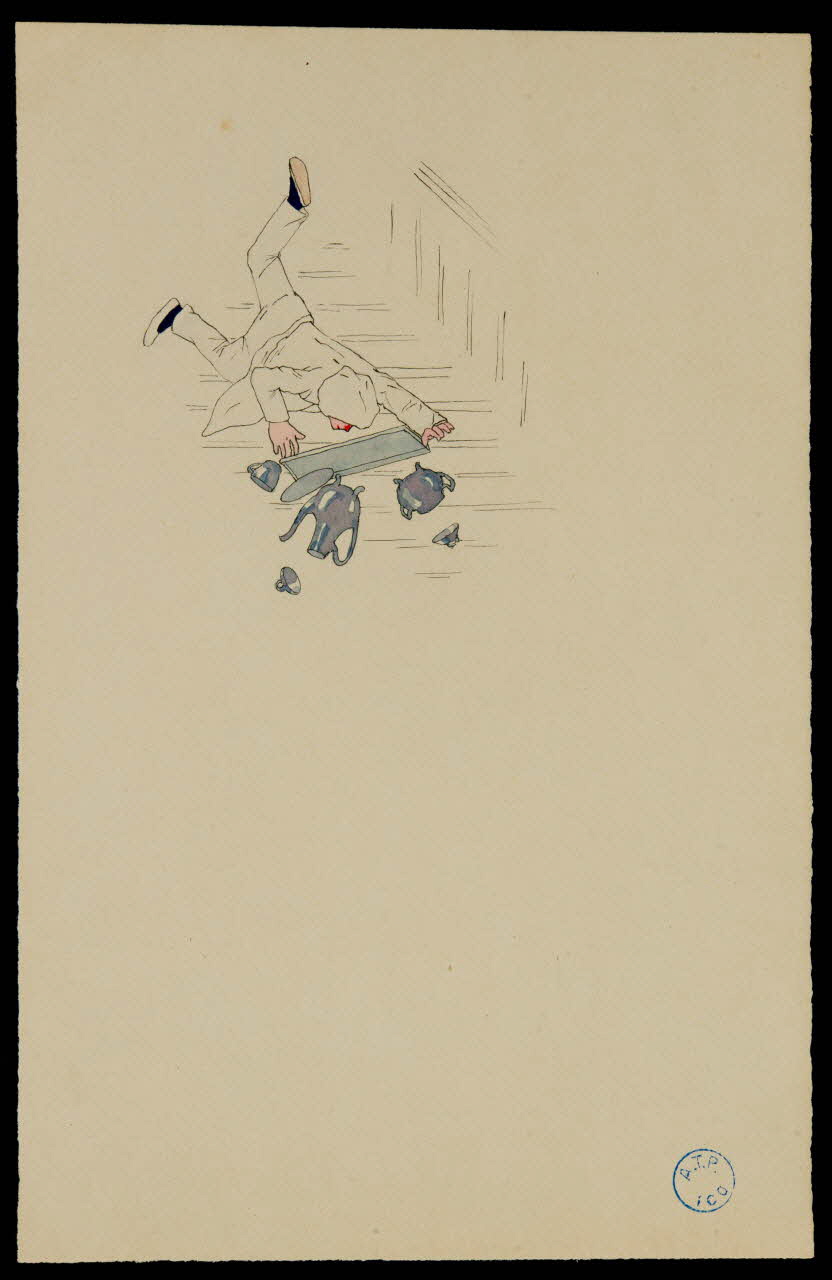 partie d'un ensemble de dessins Homme chutant dans un escalier 1968.102.670.2 Photo