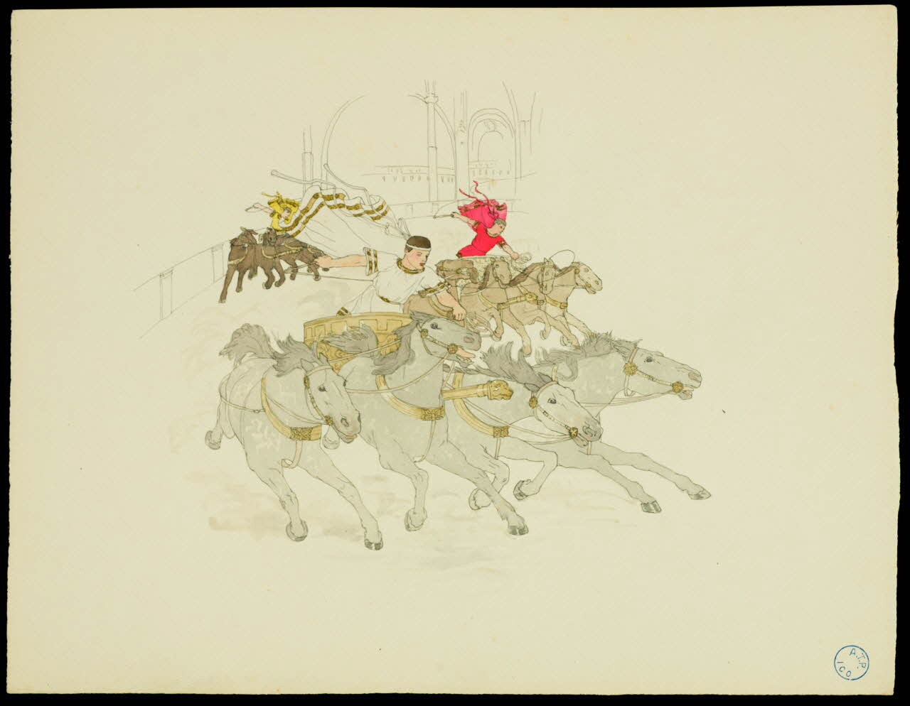partie d'un ensemble de dessins Course de chars 1968.102.670.8 Photo