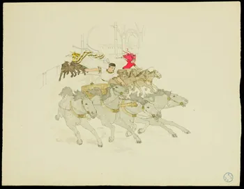 partie d'un ensemble de dessins Course de chars 1968.102.670.8  Photo