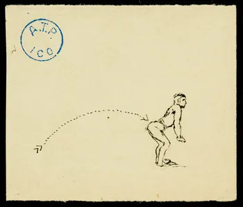 partie d'un ensemble de dessins Les Bartros - son frère lui saute sur les  reins comme départ d'un exercice 1968.102.686  Photo
