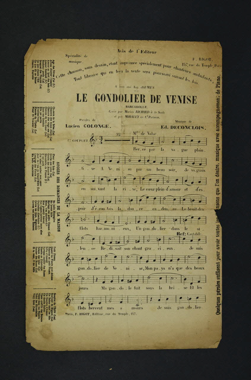 chanson petit format 1966.158.277 Photo Mucem