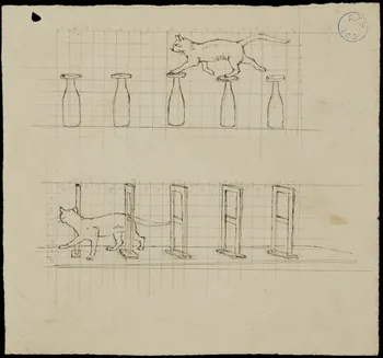partie d'un ensemble de dessins Dressage d'un chat 1968.102.764.6 Photo