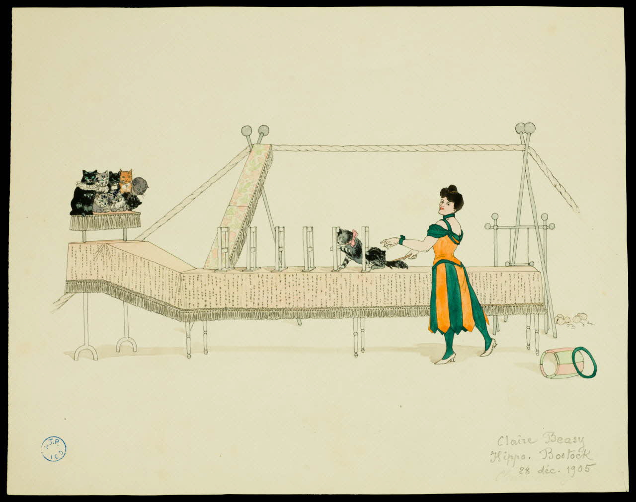 partie d'un ensemble de dessins Claire Beasy  Hippo. Bostock  28 déc. 1905 1968.102.765 Photo