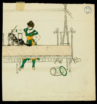 partie d'un ensemble de dessins Femme dressant un chat 1968.102.766 Photo