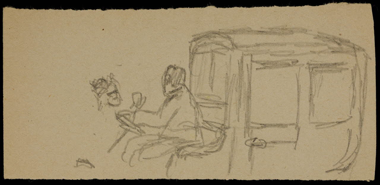 partie d'un ensemble de dessins Personnage conduisant une automobile 1968.102.776.1 Photo