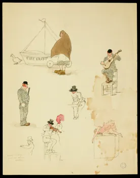 partie d'un ensemble de dessins Jouant à deux  sur un même  violon 1968.102.778 Photo