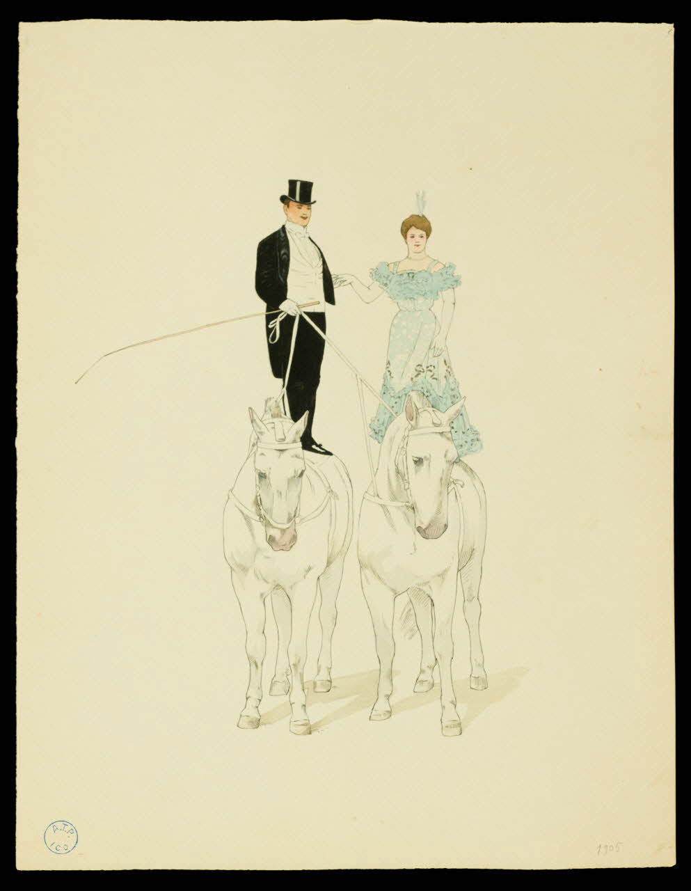partie d'un ensemble de dessins Couple d'acrobates à cheval 1968.102.791.2 Photo Mucem