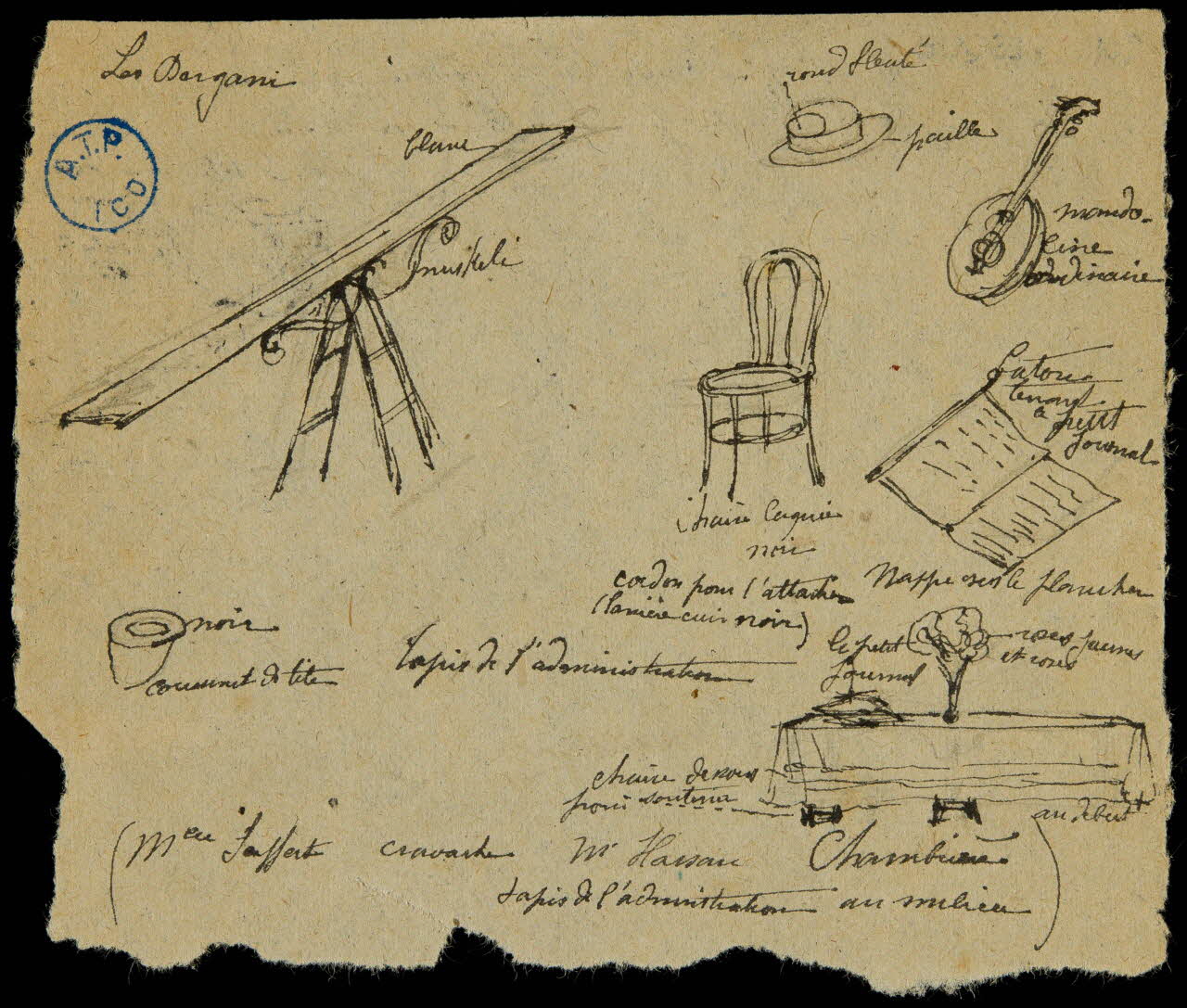 partie d'un ensemble de dessins Les Bergani 1968.102.842.2 Photo