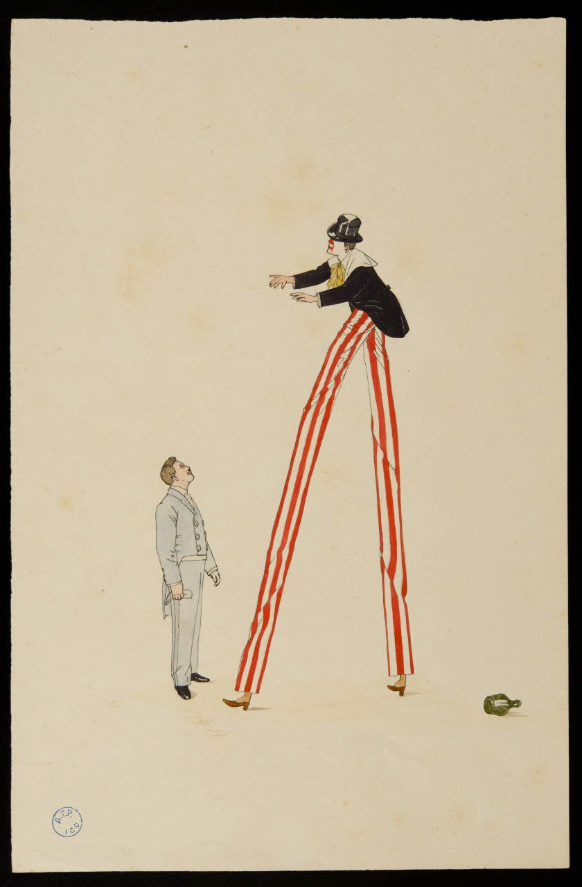 partie d'un ensemble de dessins Numéro de clown sur échasses 1968.102.877.2 Photo