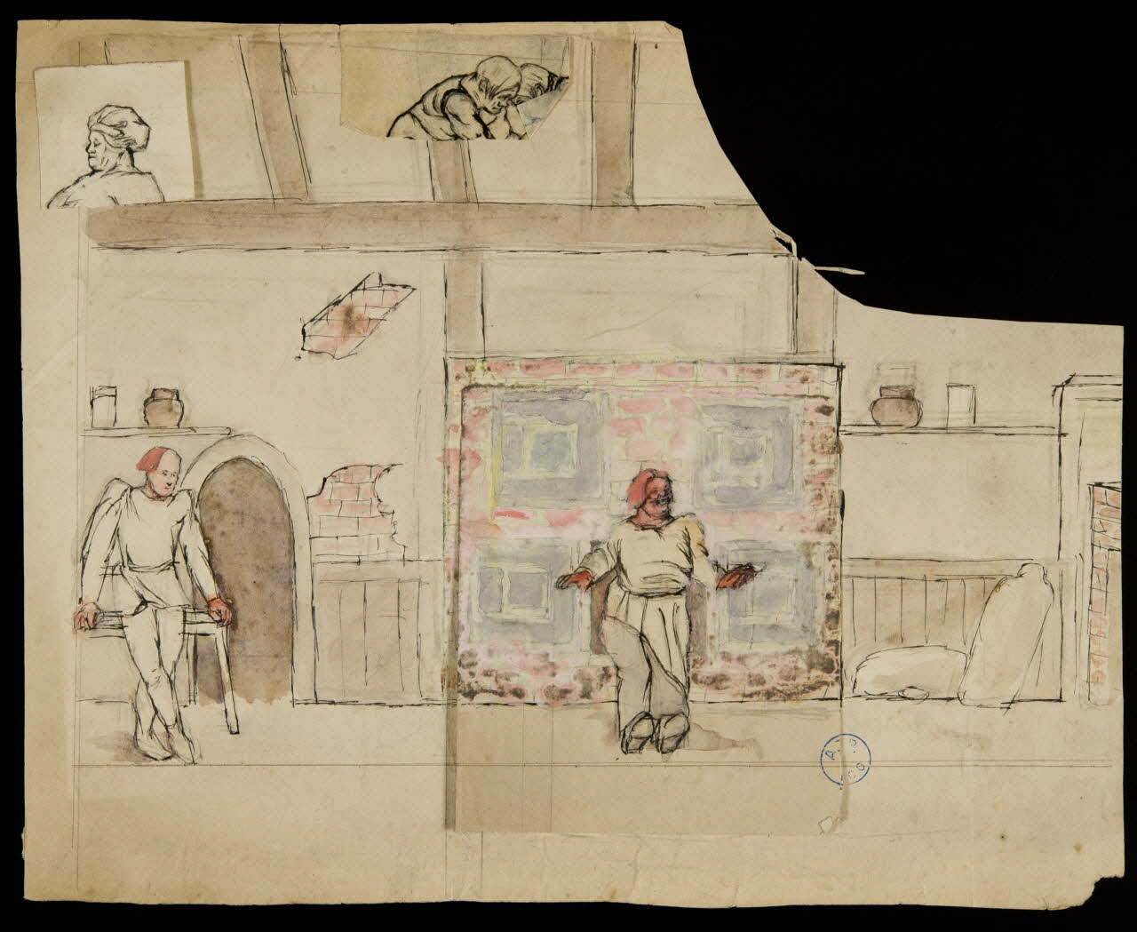 partie d'un ensemble de dessins Décor de théâtre 1968.102.899 Photo