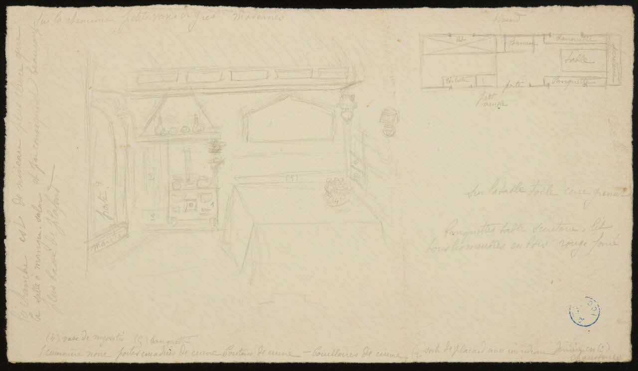 partie d'un ensemble de dessins Croquis d'intérieur de caravane 1968.102.933 Photo