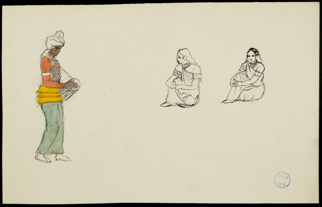 partie d'un ensemble de dessins Musicien et femmes assises 1968.102.937 Photo