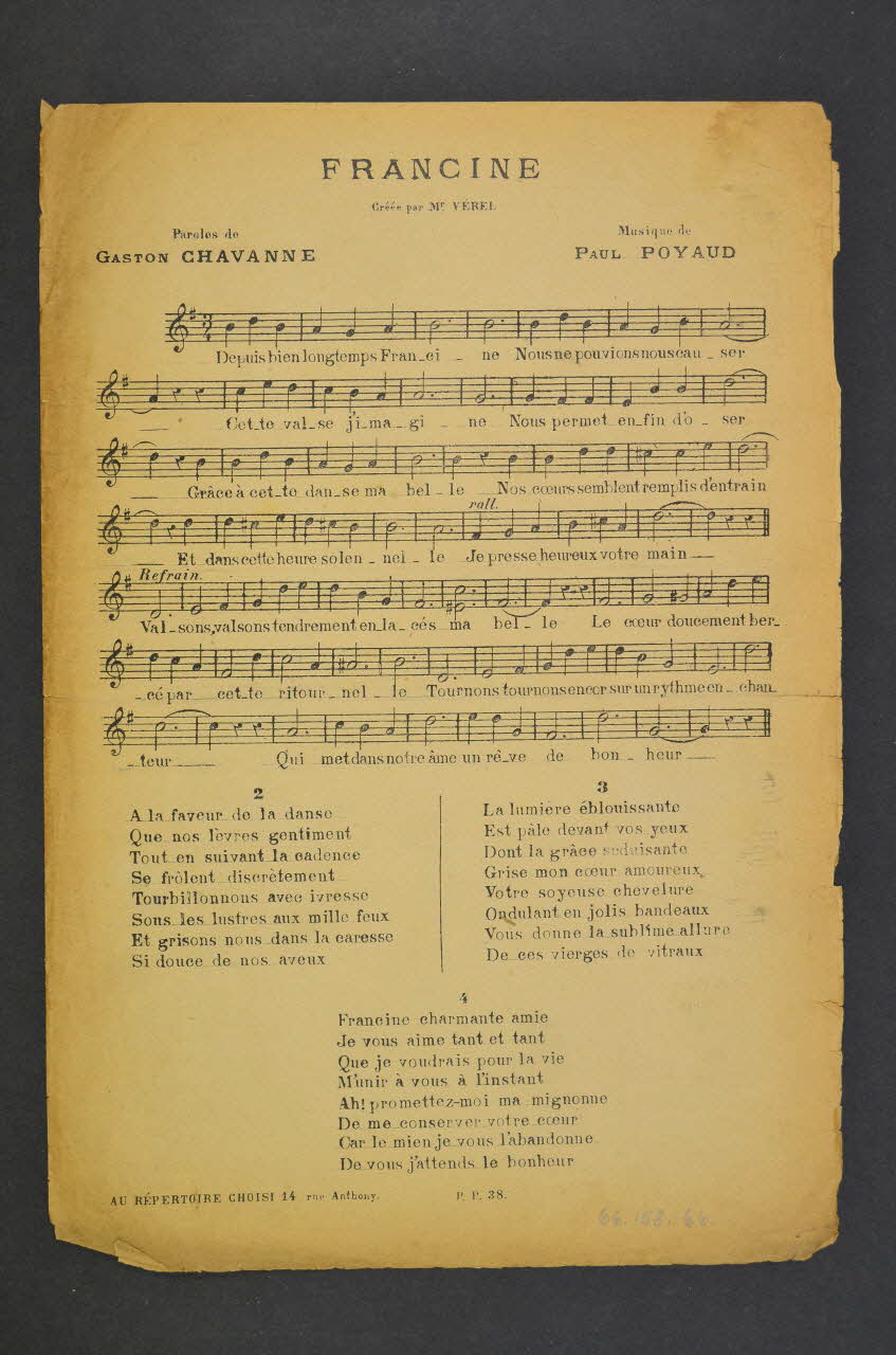 chanson petit format 1966.158.66 Photo Mucem