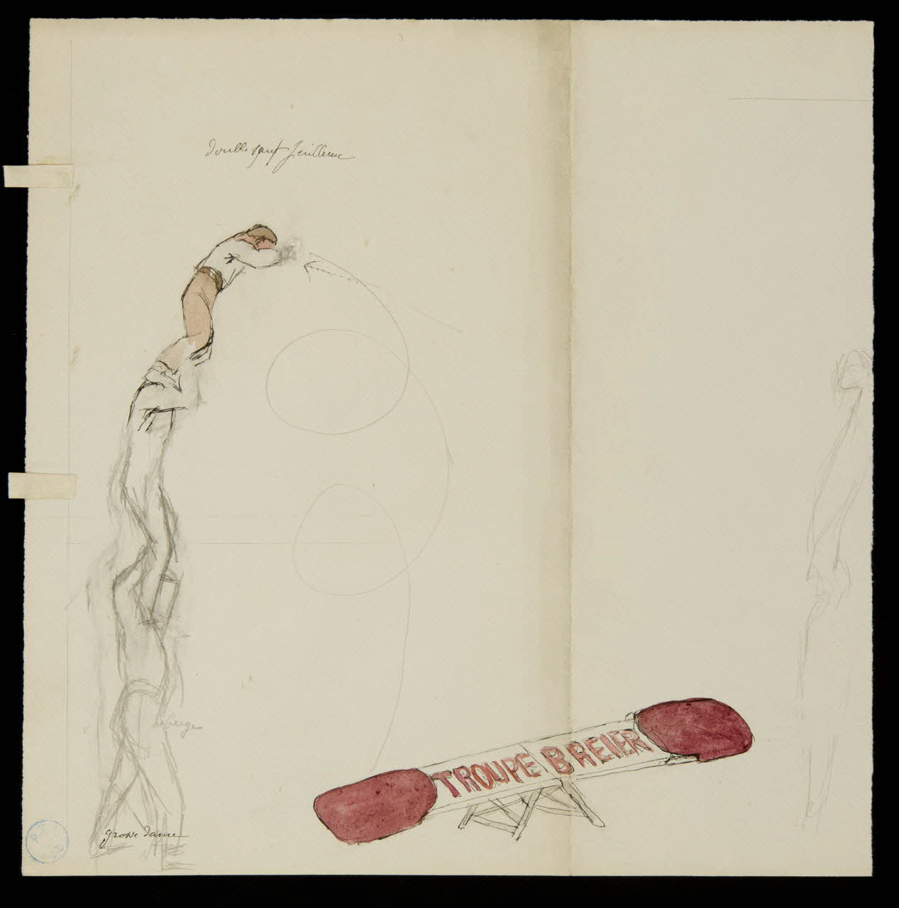 partie d'un ensemble de dessins TROUPE BREIER  double saut périlleux 1968.102.979.2 Photo