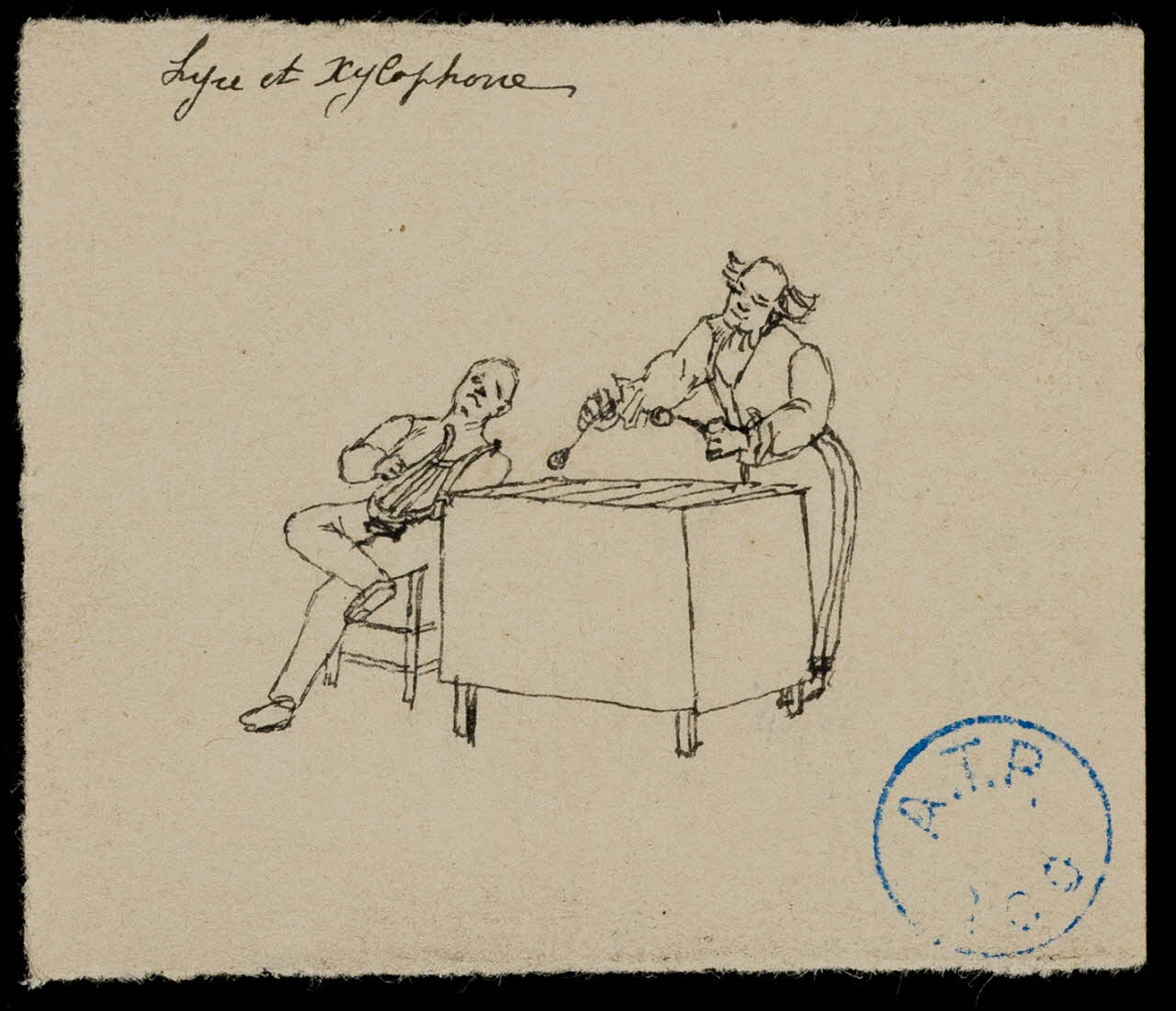 partie d'un ensemble de dessins Brick et Grock  Lyre et xylophone 1968.102.996.4 Photo