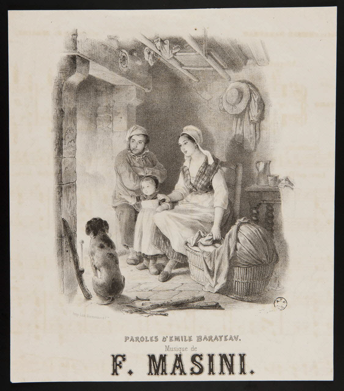 estampe PAROLES D'EMILE BARATEAU.  Musique de  F. MASINI. 1968.35.12 Photo