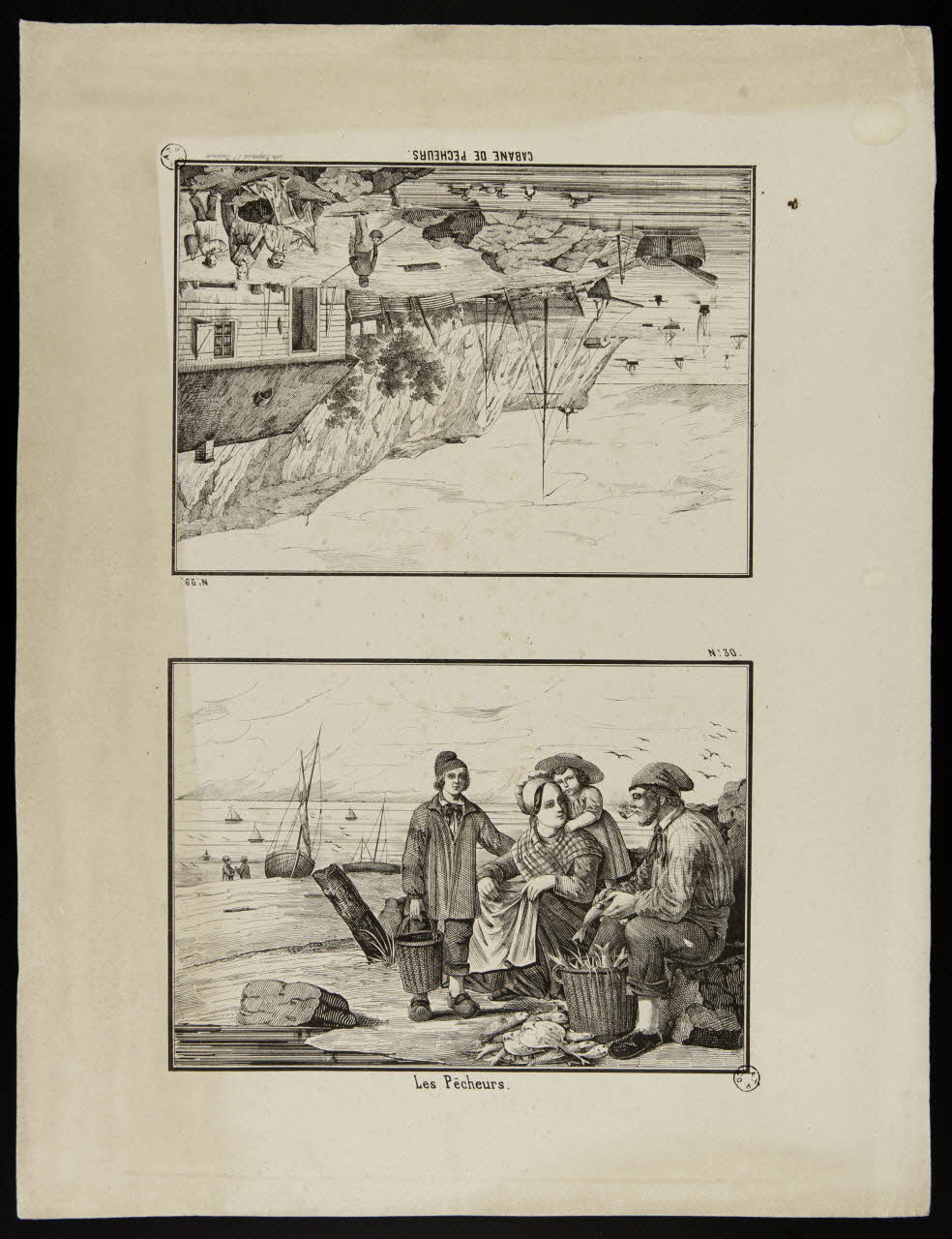 estampe CABANE DE PECHEURS.  Les Pêcheurs 1968.35.17.1/2 Photo